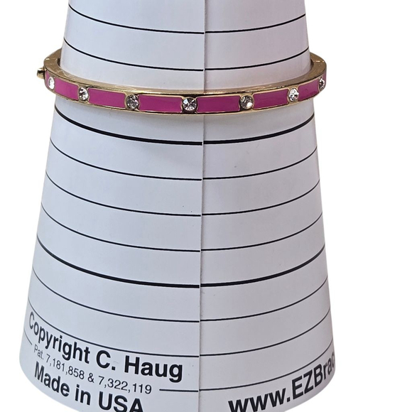 Kate Spade New York Bracelet Goldtone Hot Pink Crystal Enamel Hinge Bangle EUC - Picture 3 of 7